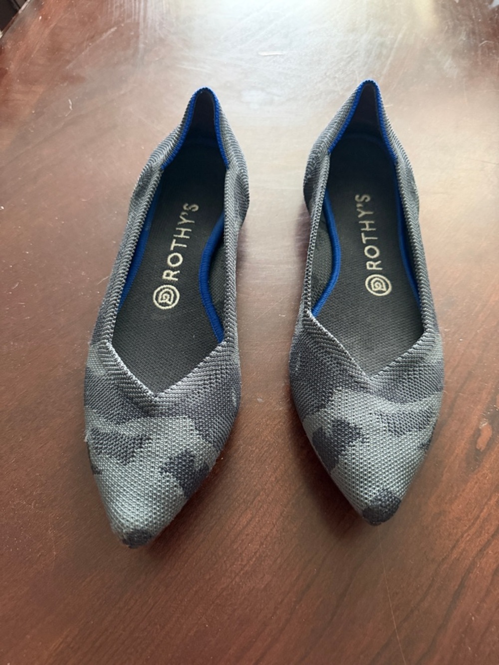 Rothy's Women's Pointed Flat in Gray Camo Knit